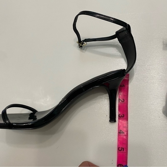 Faux Leather Open Square Toe Ankle Strap Heels black - Picture 6 of 7